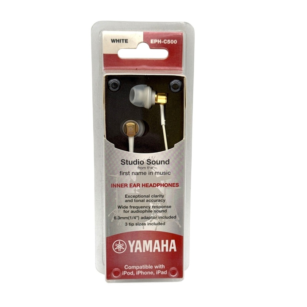 Yamaha EPH-C500 White In-Ear Headphones Studio Sound Sealed New